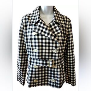 Ralph Lauren Gingham Trench Coat in Black and White